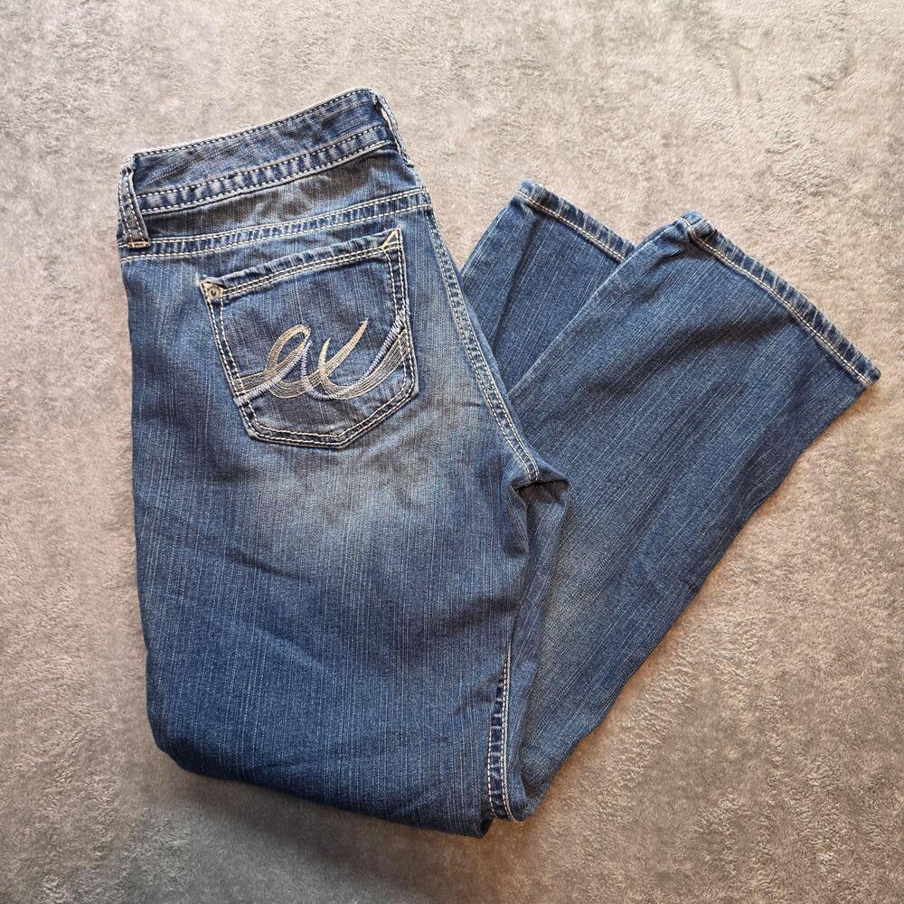 Express Barely Boot Stella Jeans Womens 8S Blue Wash Low Rise Stretch Denim
